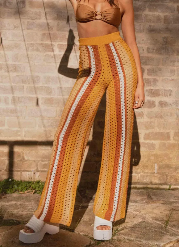 Sunfields at Sunset Crochet Pants - Golden Hour Stripe sold by Peppermayo