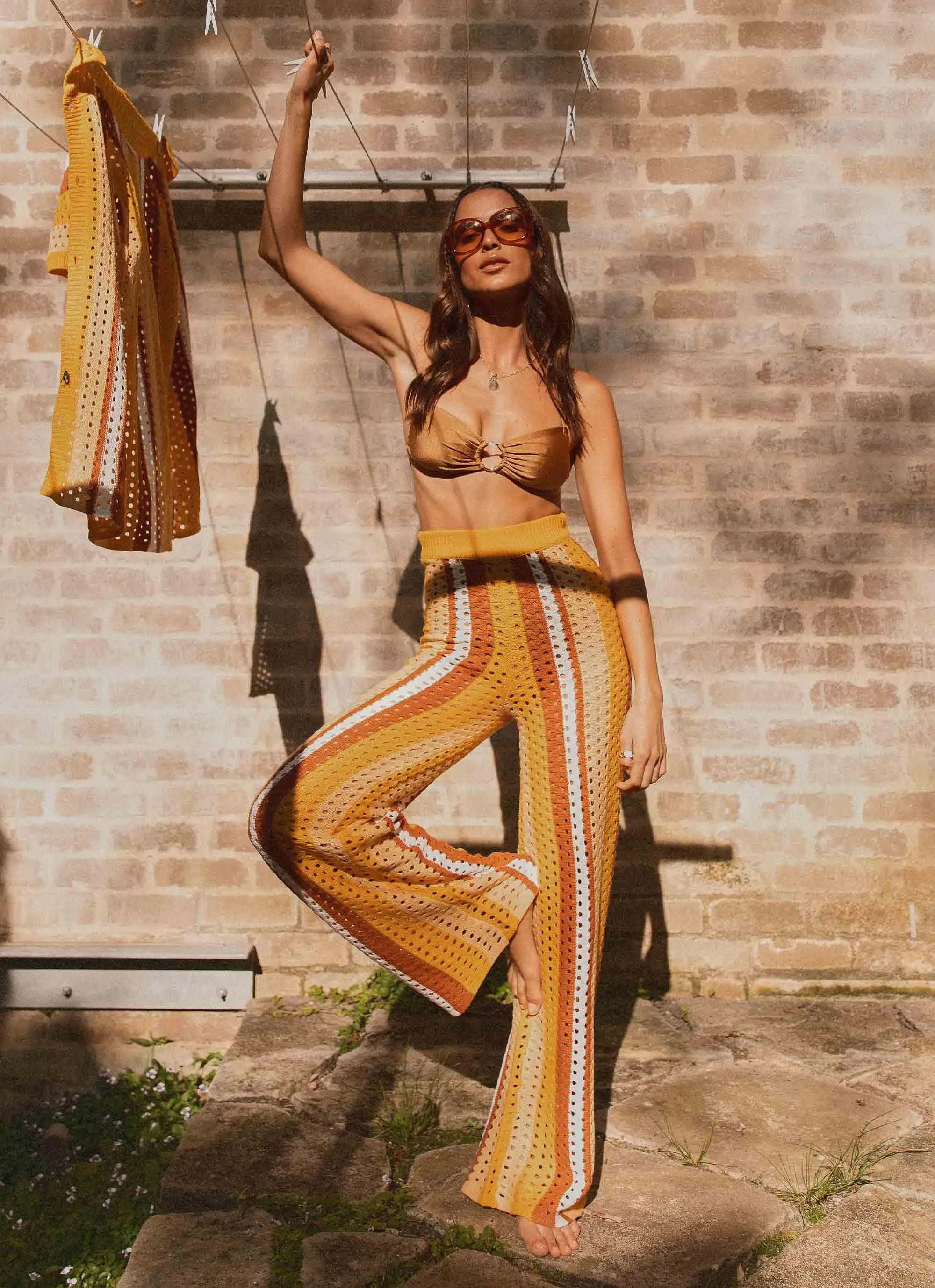 Sunfields at Sunset Crochet Pants - Golden Hour Stripe sold by Peppermayo product image thumbnail 3