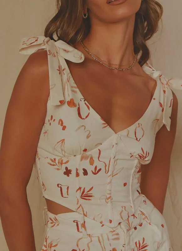 Parisian Life Linen Bustier - Safari sold by Peppermayo