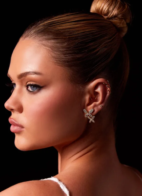 Bold Move Diamante Earrings - Gold sold by Peppermayo