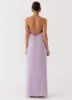 Dream Sight Lace Satin Maxi Dress - Lilac sold by Peppermayo