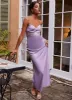 Dream Sight Lace Satin Maxi Dress - Lilac sold by Peppermayo