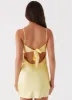 Flora Satin Mini Dress - Yellow sold by Peppermayo