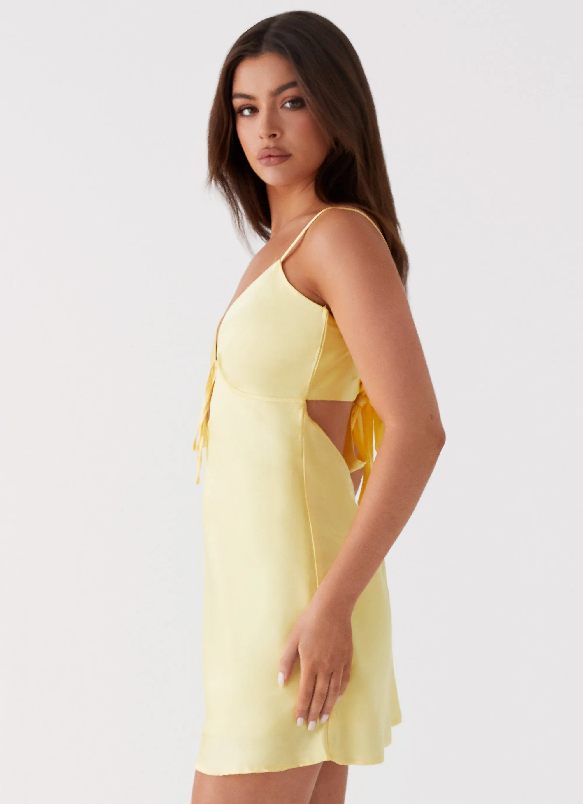 Flora Satin Mini Dress - Yellow sold by Peppermayo product image thumbnail 4