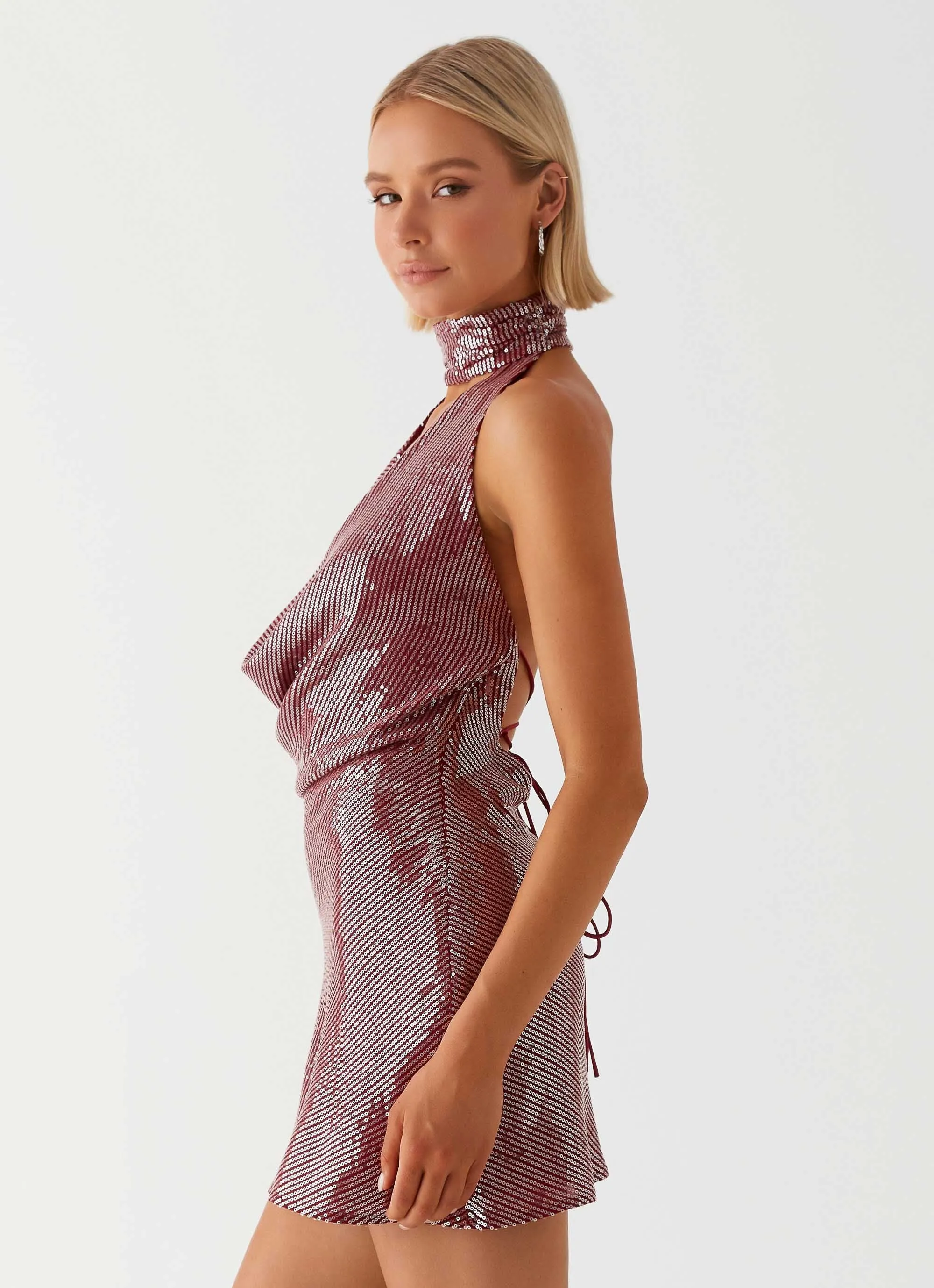 Nora Sequin Cowl Neck Mini Dress - Red sold by Peppermayo product image thumbnail 5