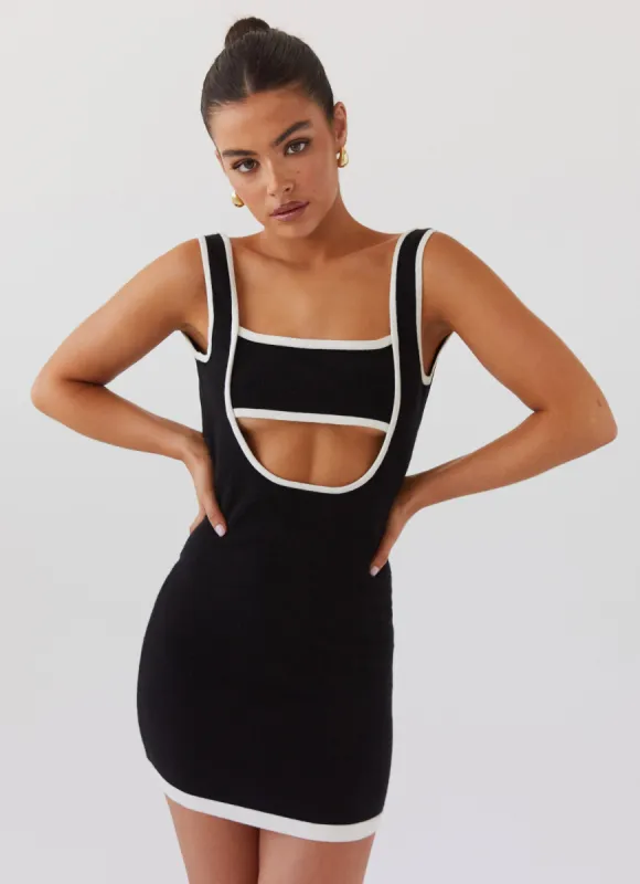 Lost In Paris Knit Mini Dress - Black made by Peppermayo