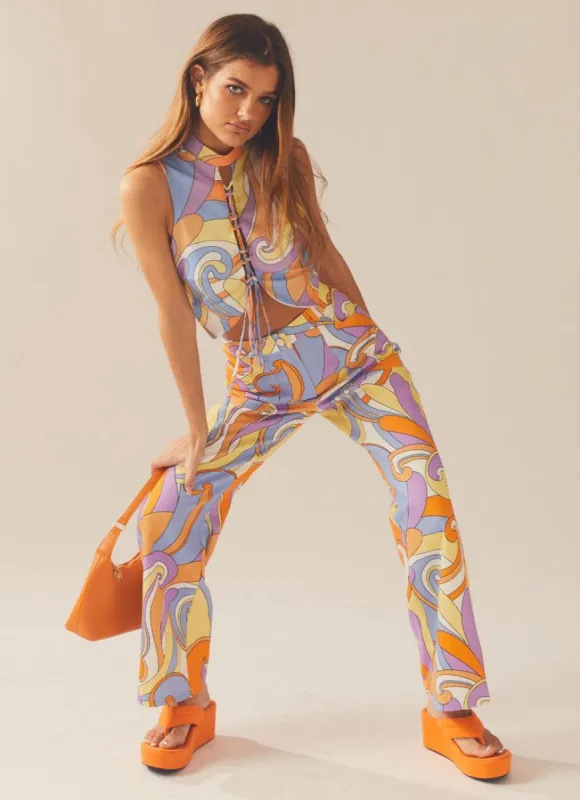 Evie Pants - Retro Swirl sold by Peppermayo