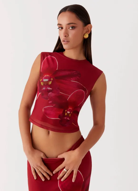 Waiting for Dawn Mesh Top - Rosa sold by Peppermayo