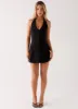 Mira Halter Neck Mini Dress - Black sold by Peppermayo