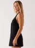 Mira Halter Neck Mini Dress - Black sold by Peppermayo