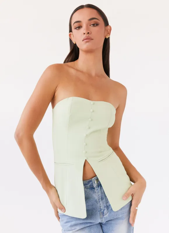 Riveria Tailored Strapless Top - Green Zest sold by Peppermayo