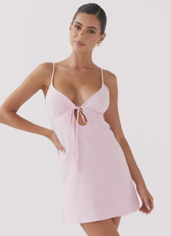Flora Linen Mini Dress - Candy sold by Peppermayo