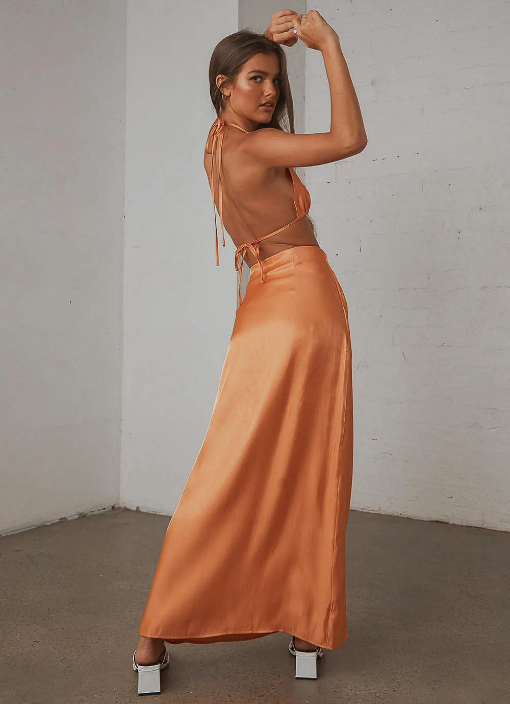 Long Nights Midi Skirt - Orange Shimmer sold by Peppermayo product image thumbnail 5