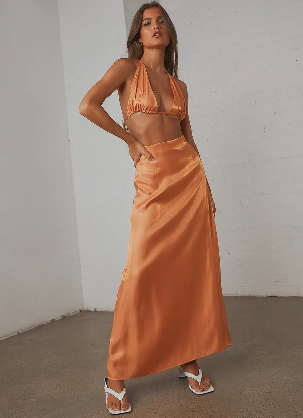 Long Nights Midi Skirt - Orange Shimmer sold by Peppermayo product image thumbnail 3