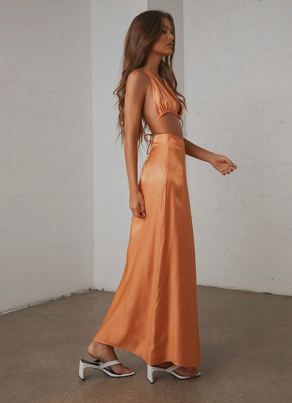 Long Nights Midi Skirt - Orange Shimmer sold by Peppermayo product image thumbnail 4