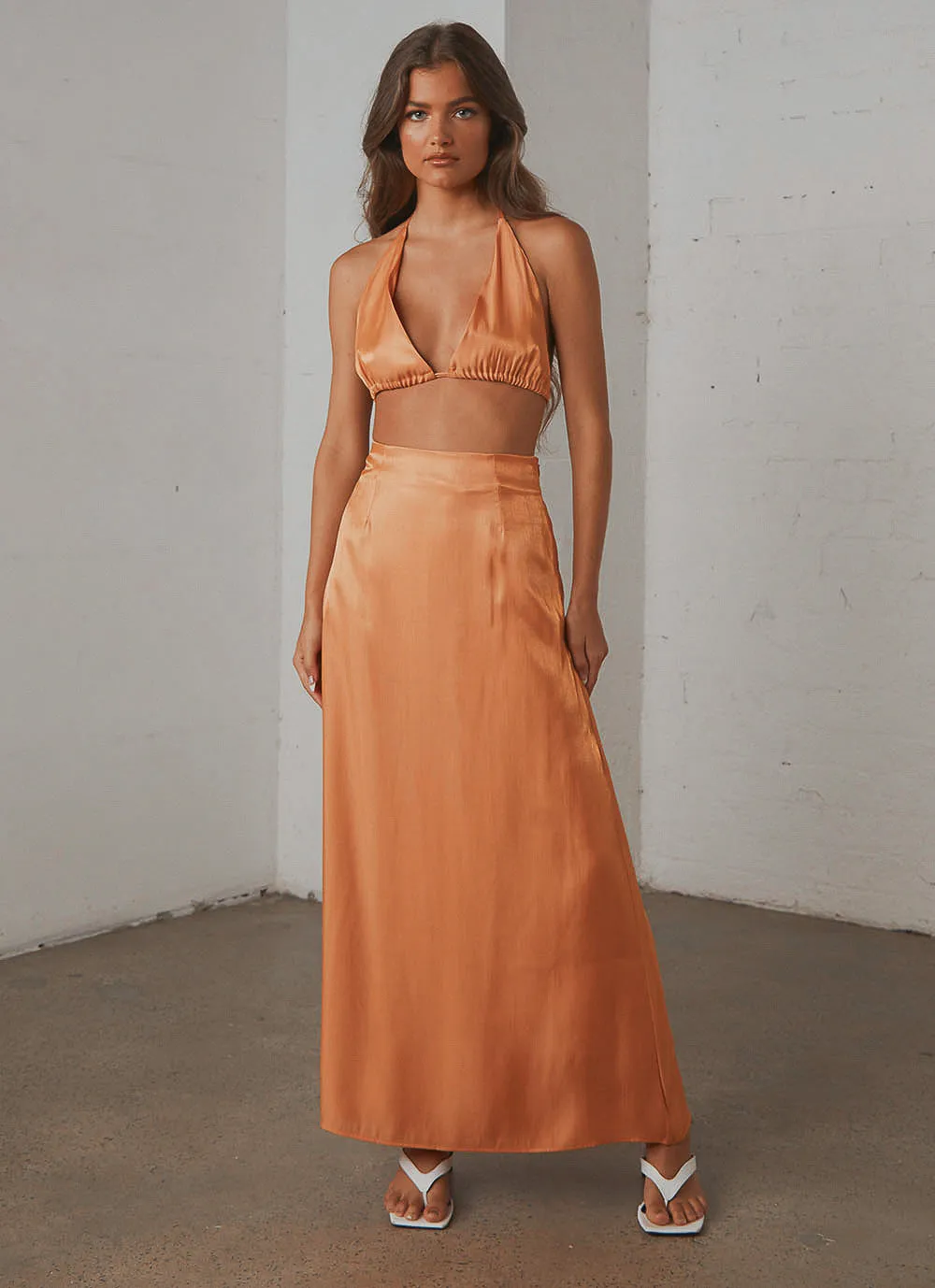 Long Nights Midi Skirt - Orange Shimmer sold by Peppermayo product image thumbnail 2