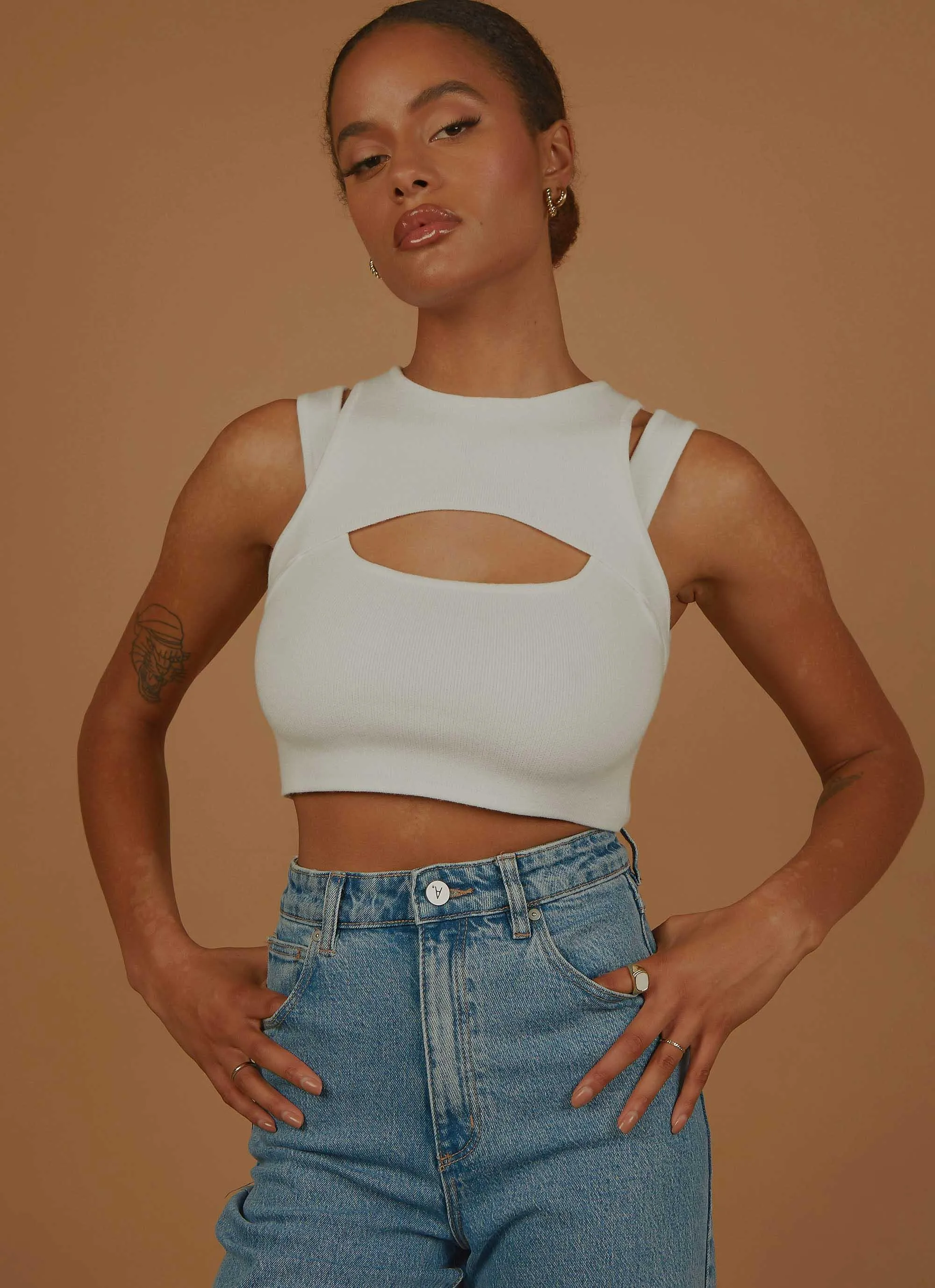 Gigi Girl Knit Crop - White sold by Peppermayo product image thumbnail 2
