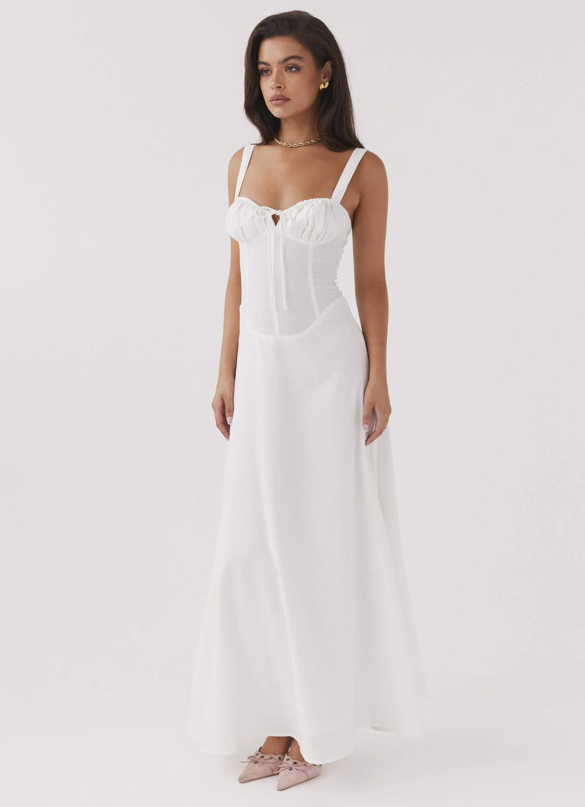 Lucie Linen Maxi Dress - White sold by Peppermayo product image thumbnail 5