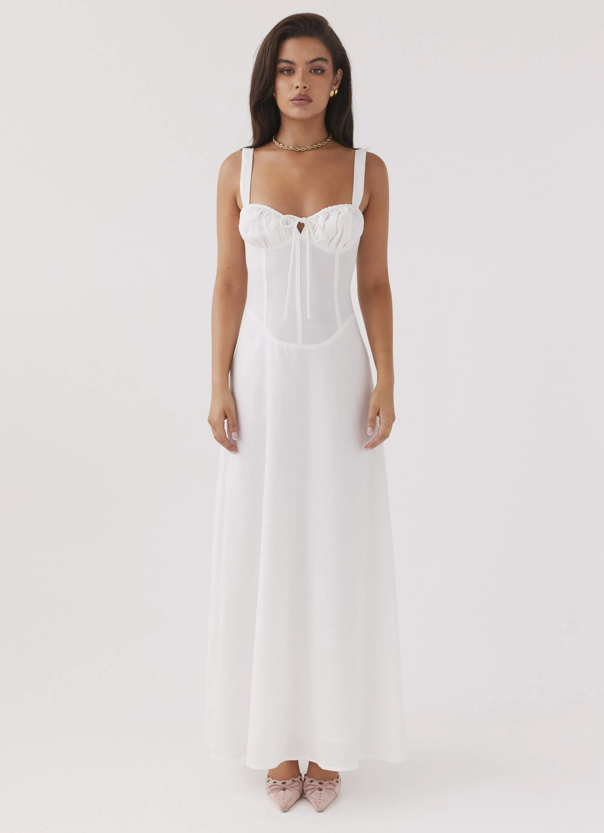 Lucie Linen Maxi Dress - White sold by Peppermayo product image thumbnail 2