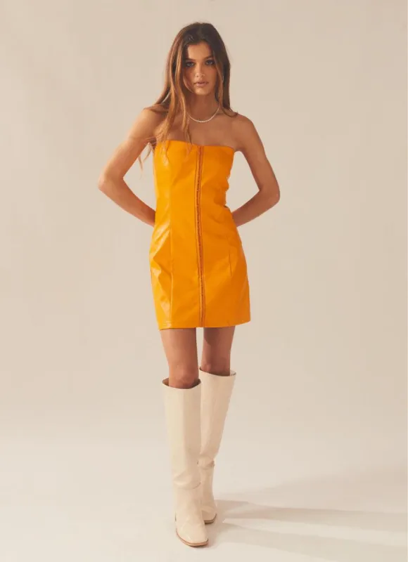Cool and Calm PU Dress - Orange sold by Peppermayo