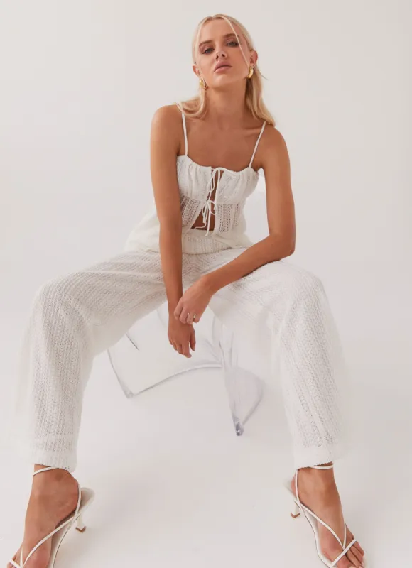 Karley Knit Pants - White sold by Peppermayo