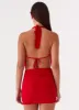 Elysia Chiffon Mini Dress - Red sold by Peppermayo