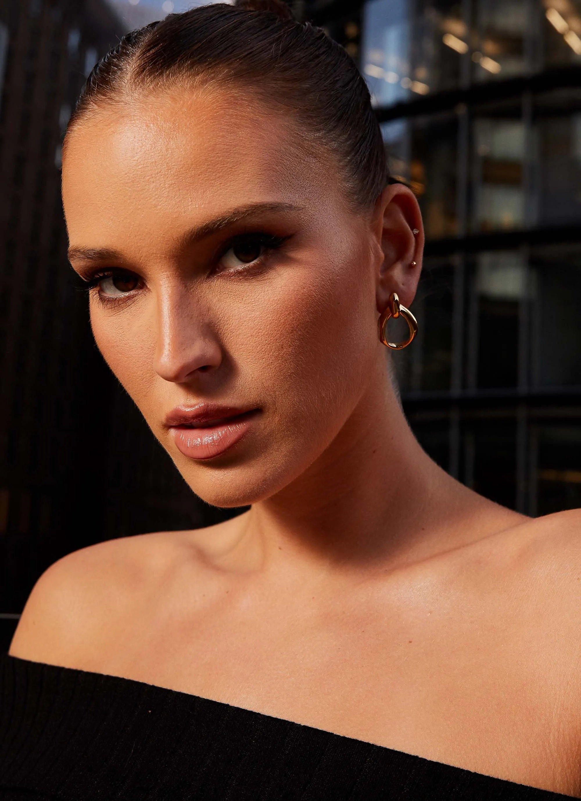 Folded Chain Earrings - Gold sold by Peppermayo