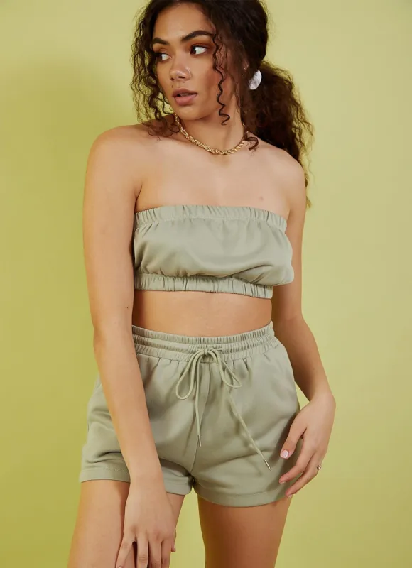 Centre Mark Crop - Khaki sold by Peppermayo