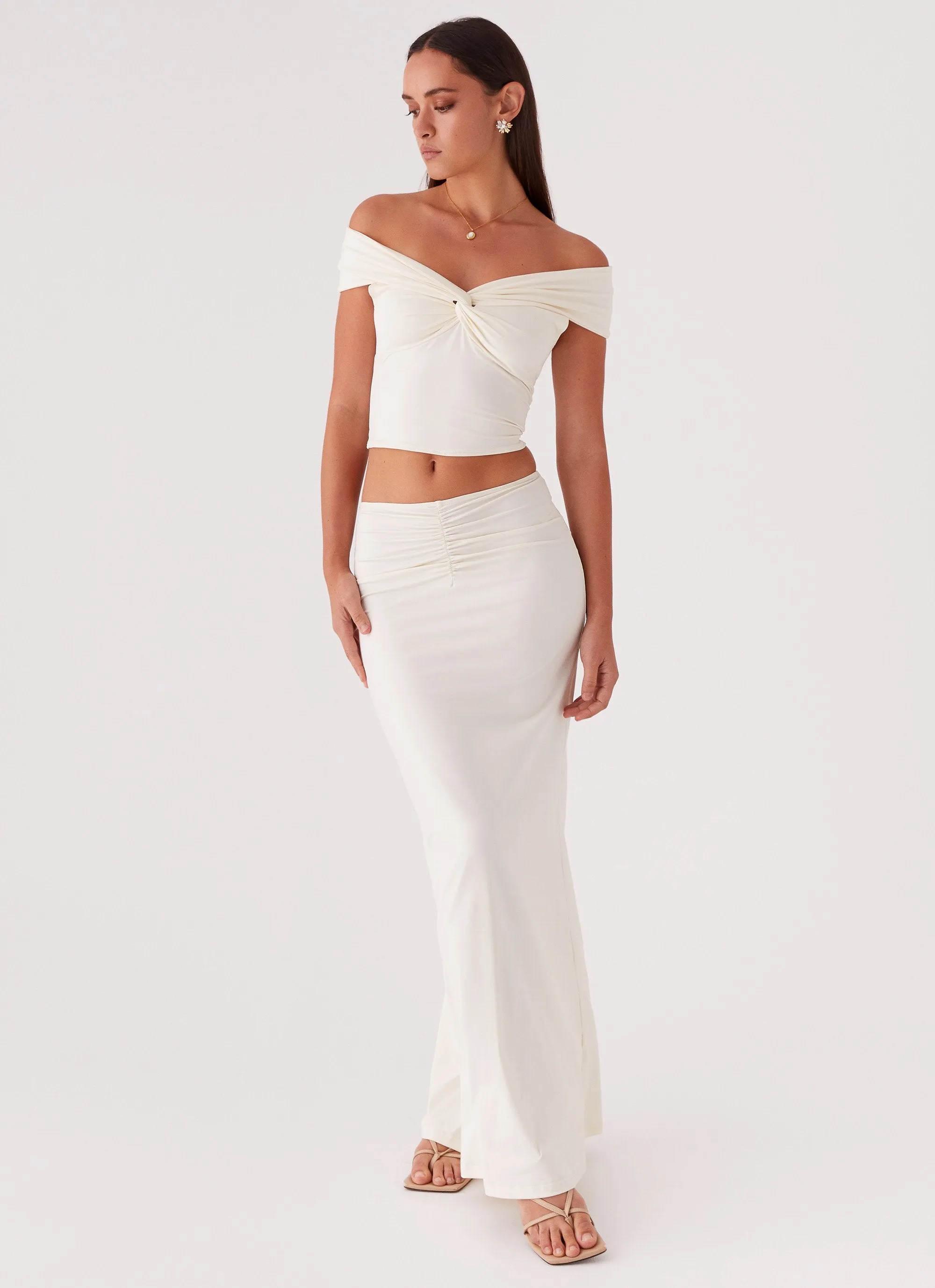 Trixie Maxi Skirt - Ivory sold by Peppermayo