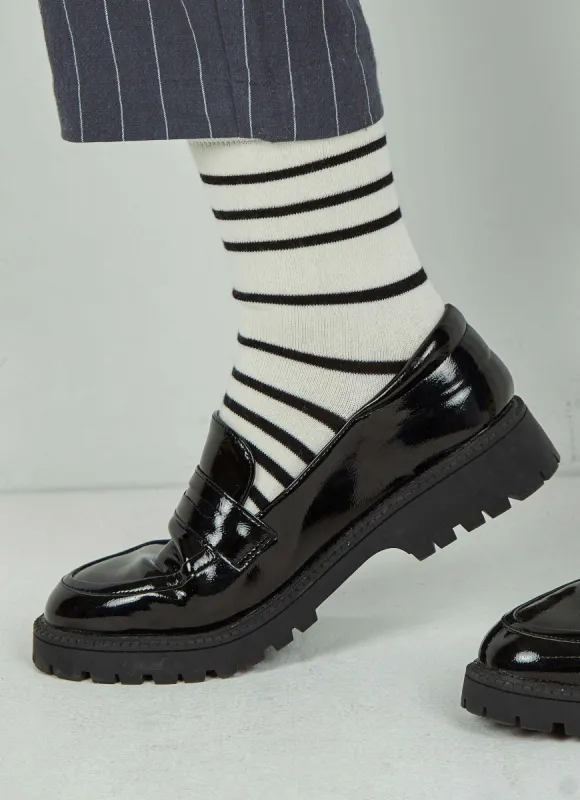 Hana Socks - Black Stripe sold by Peppermayo