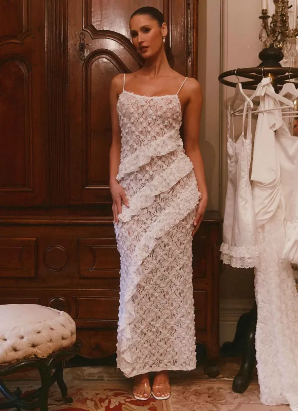 Sansone Frill Maxi Dress - White sold by Peppermayo
