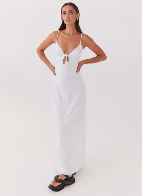 Flora Linen Maxi Dress - White sold by Peppermayo