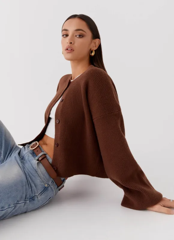 Daphne Knit Cardigan - Chocolate sold by Peppermayo