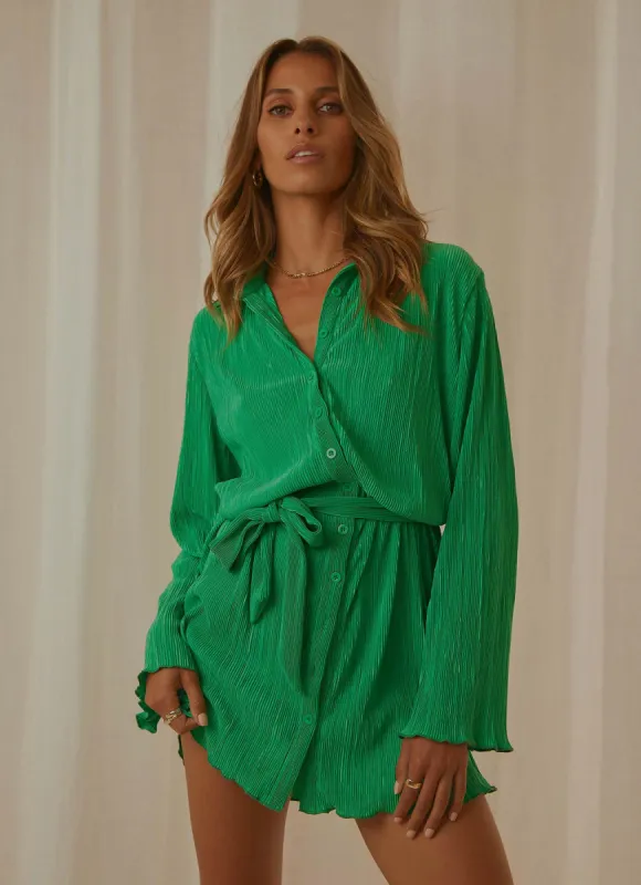 Soho Chic Shirt Dress - Jade Green sold by Peppermayo