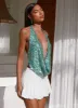 Rio Dreams Cowl Neck Halter Top - Green sold by Peppermayo
