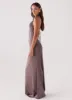 Wynn Satin Maxi Dress - Chocolate sold by Peppermayo