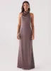 Wynn Satin Maxi Dress - Chocolate sold by Peppermayo