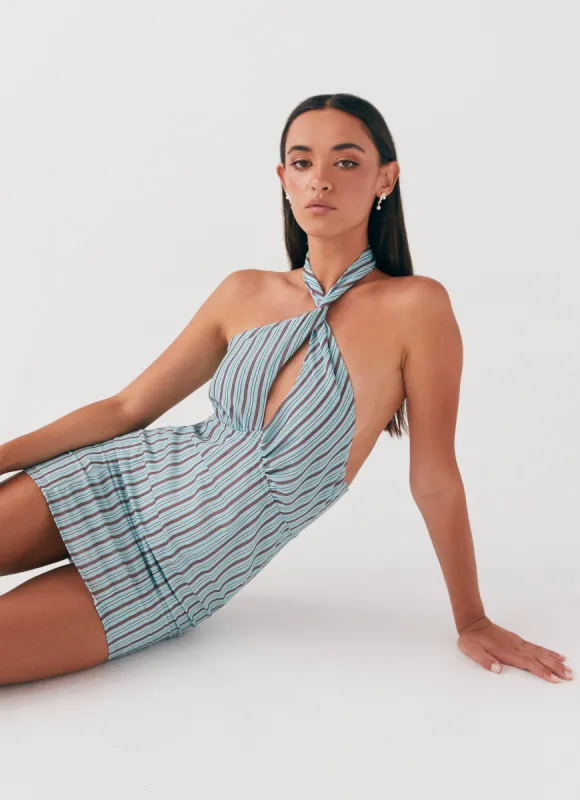 Sabine Linen Mini Dress - Coastal Stripe sold by Peppermayo