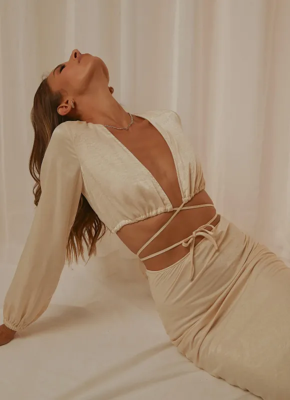 Soleil Tie Top - Ivory sold by Peppermayo