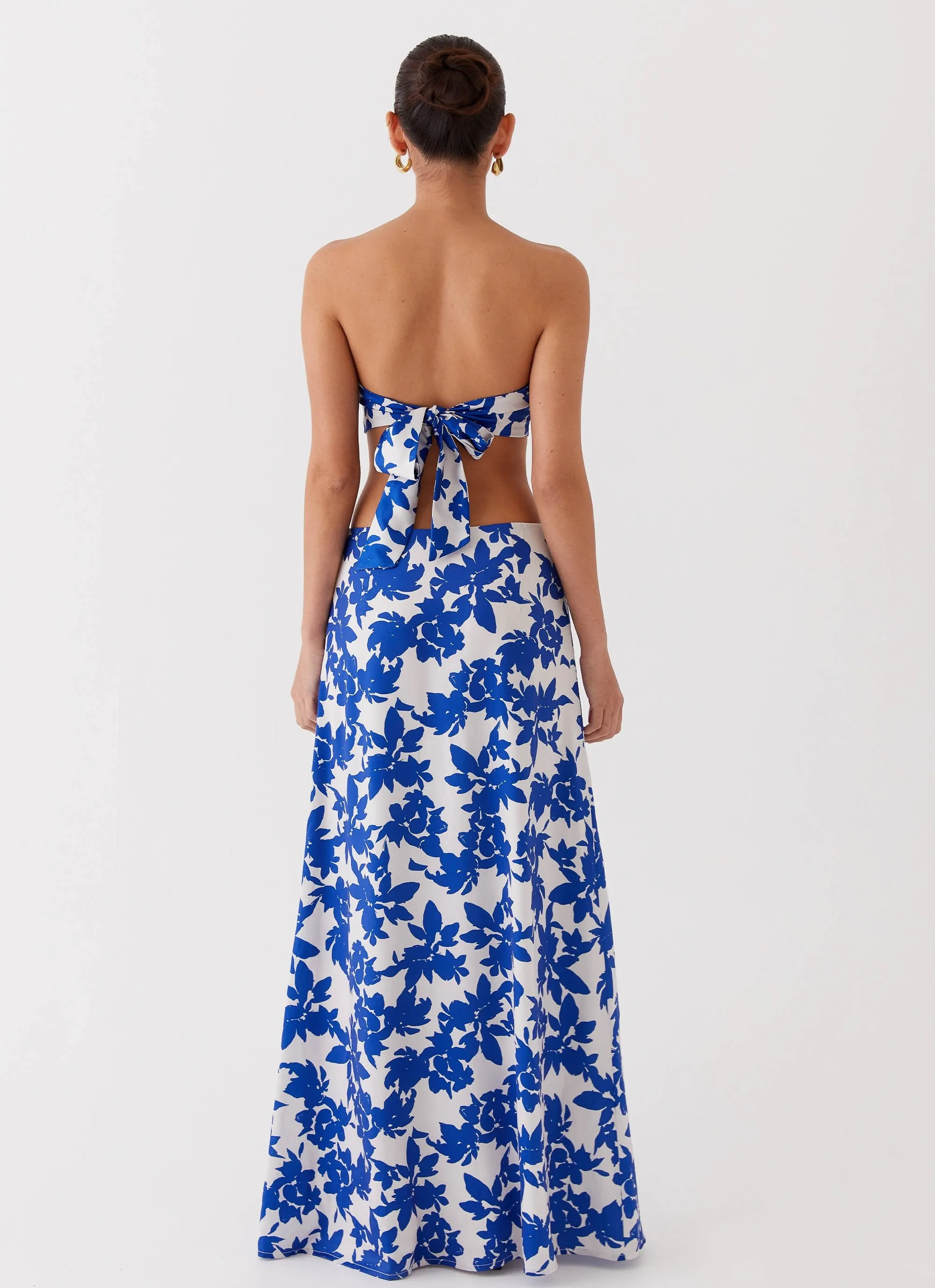Sky Gaze Low Rise Maxi Skirt - Blue Floral sold by Peppermayo product image thumbnail 4