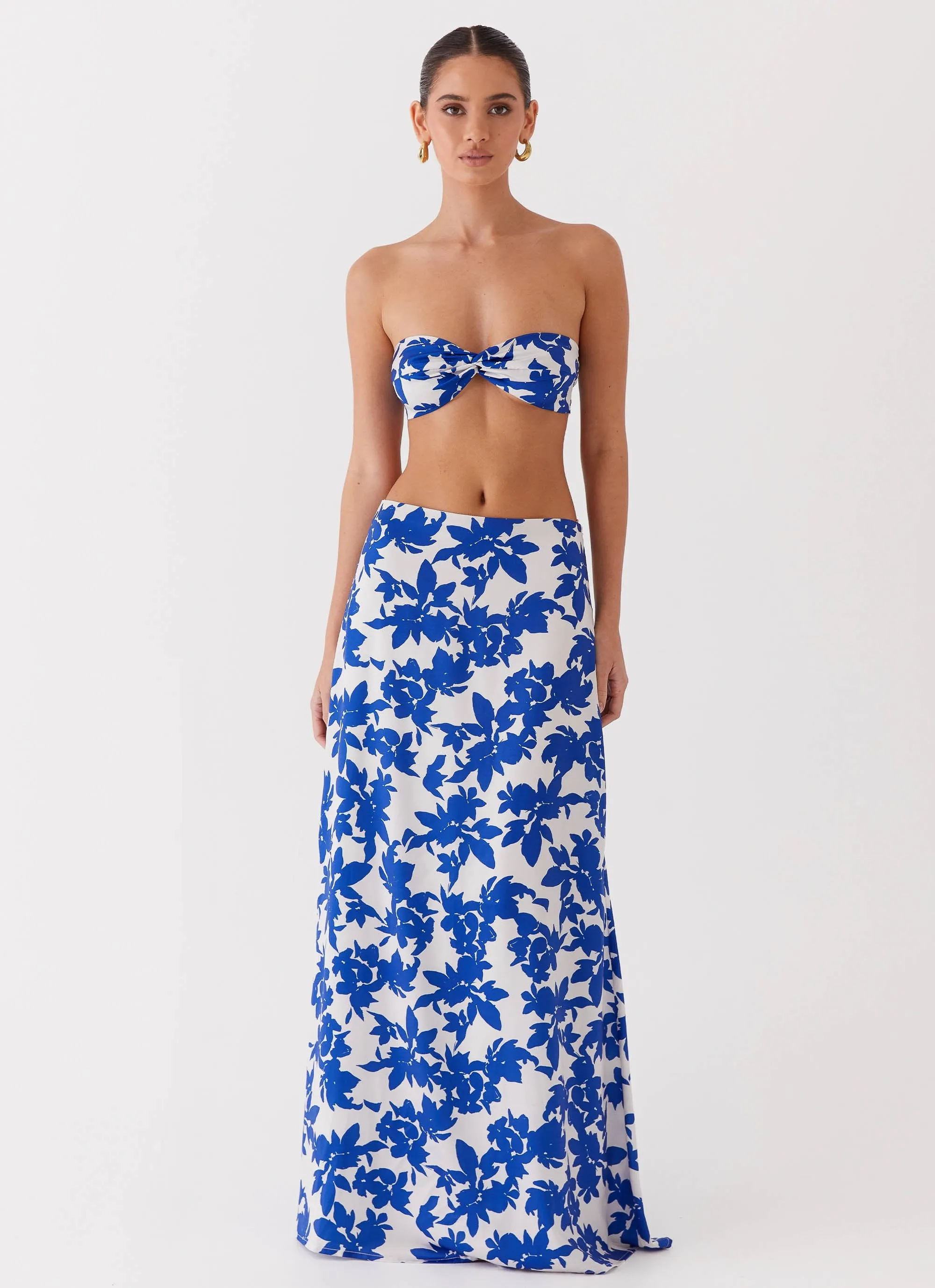 Sky Gaze Low Rise Maxi Skirt - Blue Floral sold by Peppermayo product image thumbnail 2
