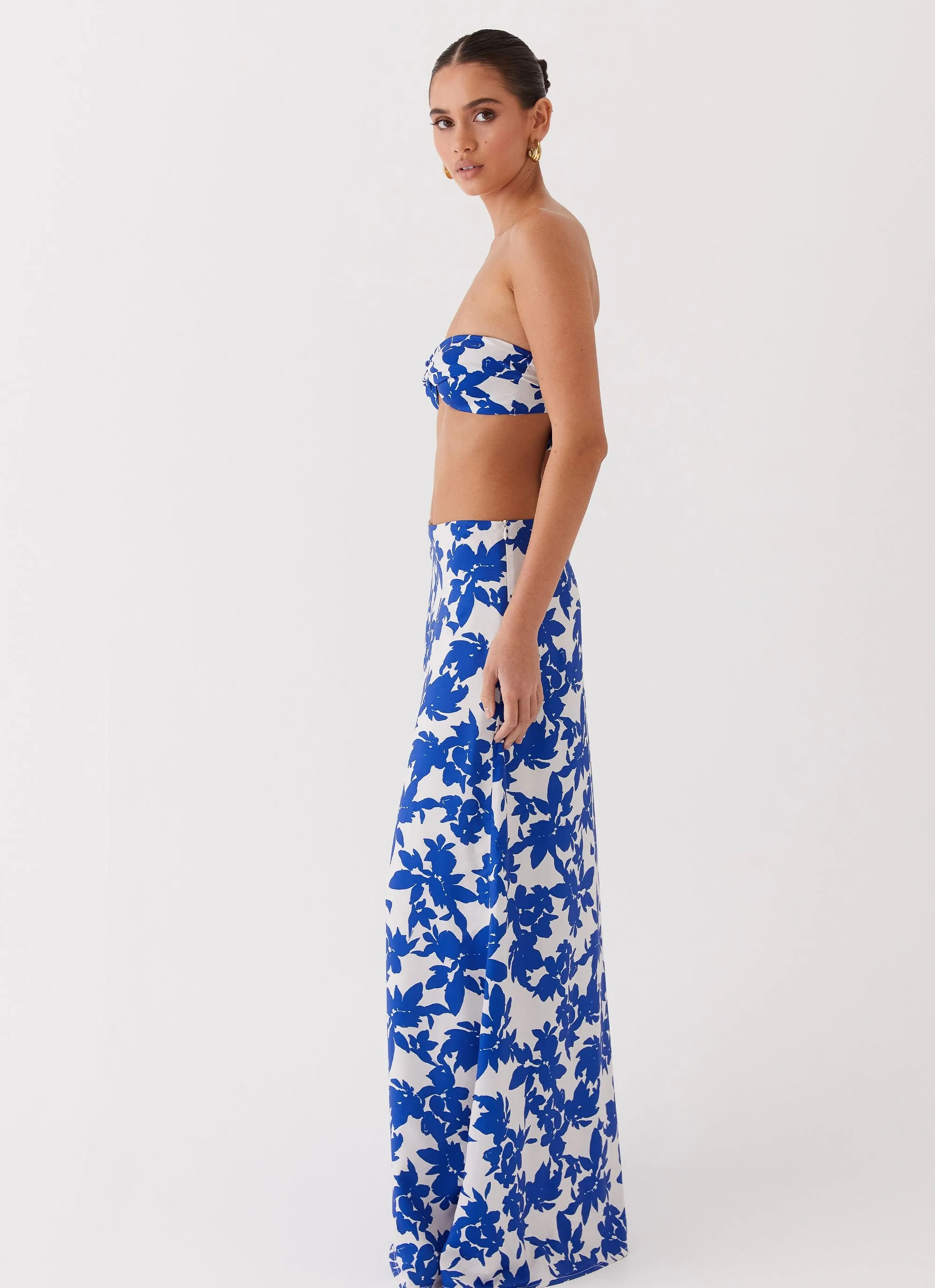 Sky Gaze Low Rise Maxi Skirt - Blue Floral sold by Peppermayo product image thumbnail 3