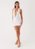Elysia Chiffon Mini Dress - White sold by Peppermayo