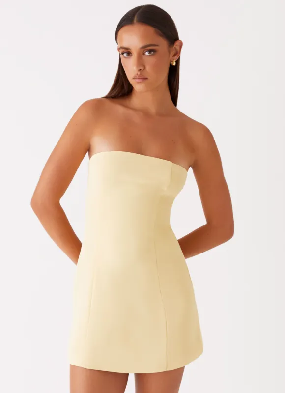 Ayanna Strapless Mini Dress - Yellow sold by Peppermayo