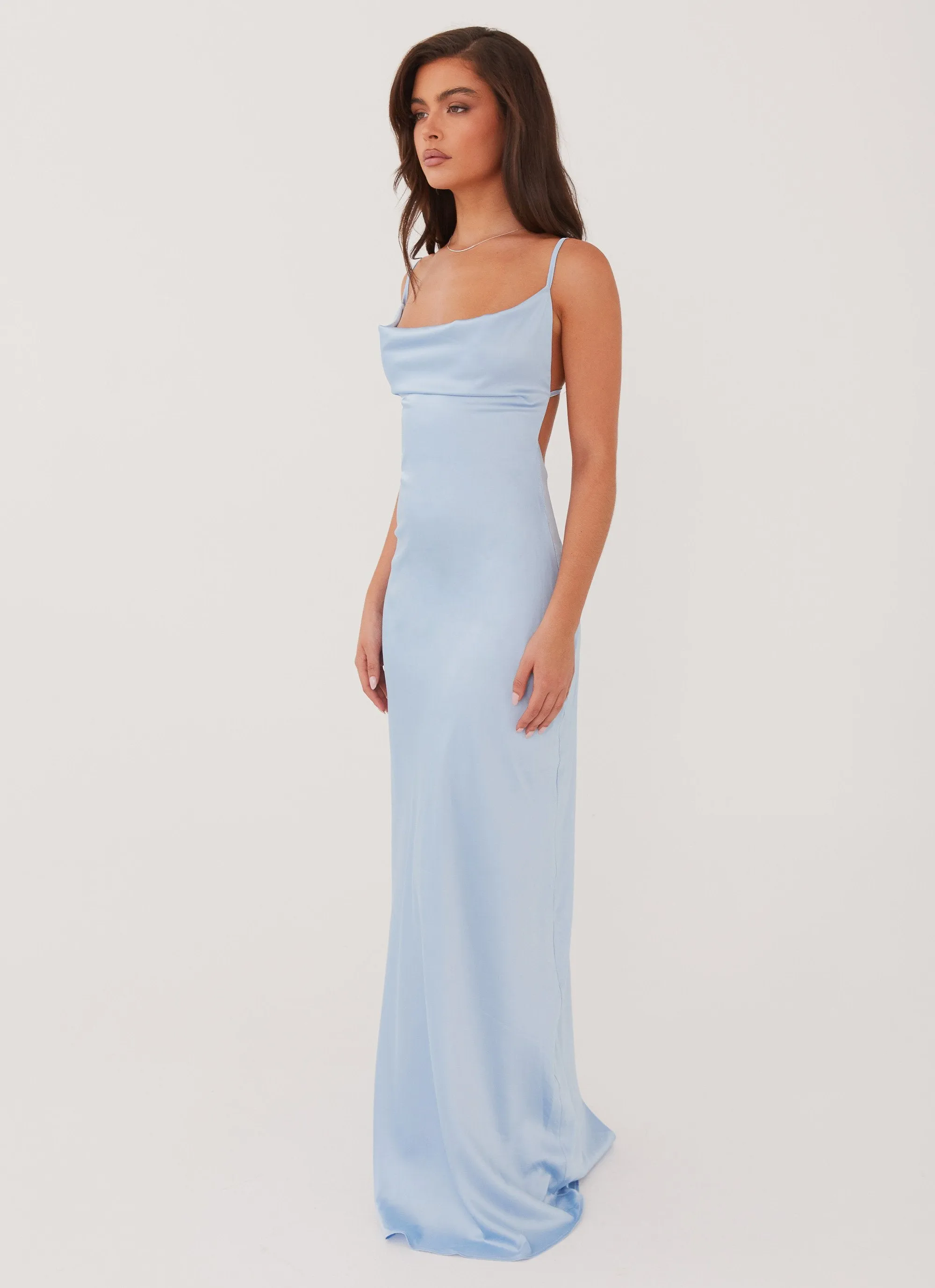 Coastal Escape Satin Maxi Dress - Ice Blue sold by Peppermayo product image thumbnail 4