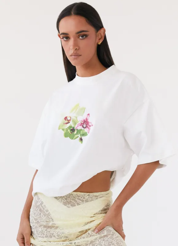Lillies Oversized Tee - White sold by Peppermayo