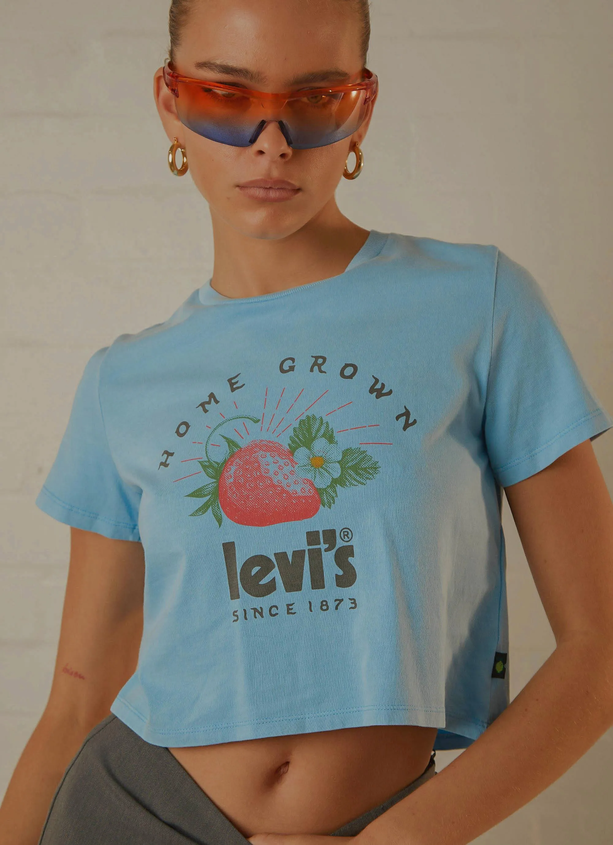 Cropped Jordie Tee - Natural Blue sold by Peppermayo product image thumbnail 2