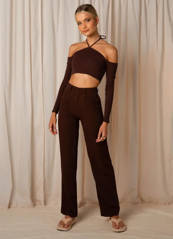 Set The Tone Suit Pants - Chocolate sold by Peppermayo