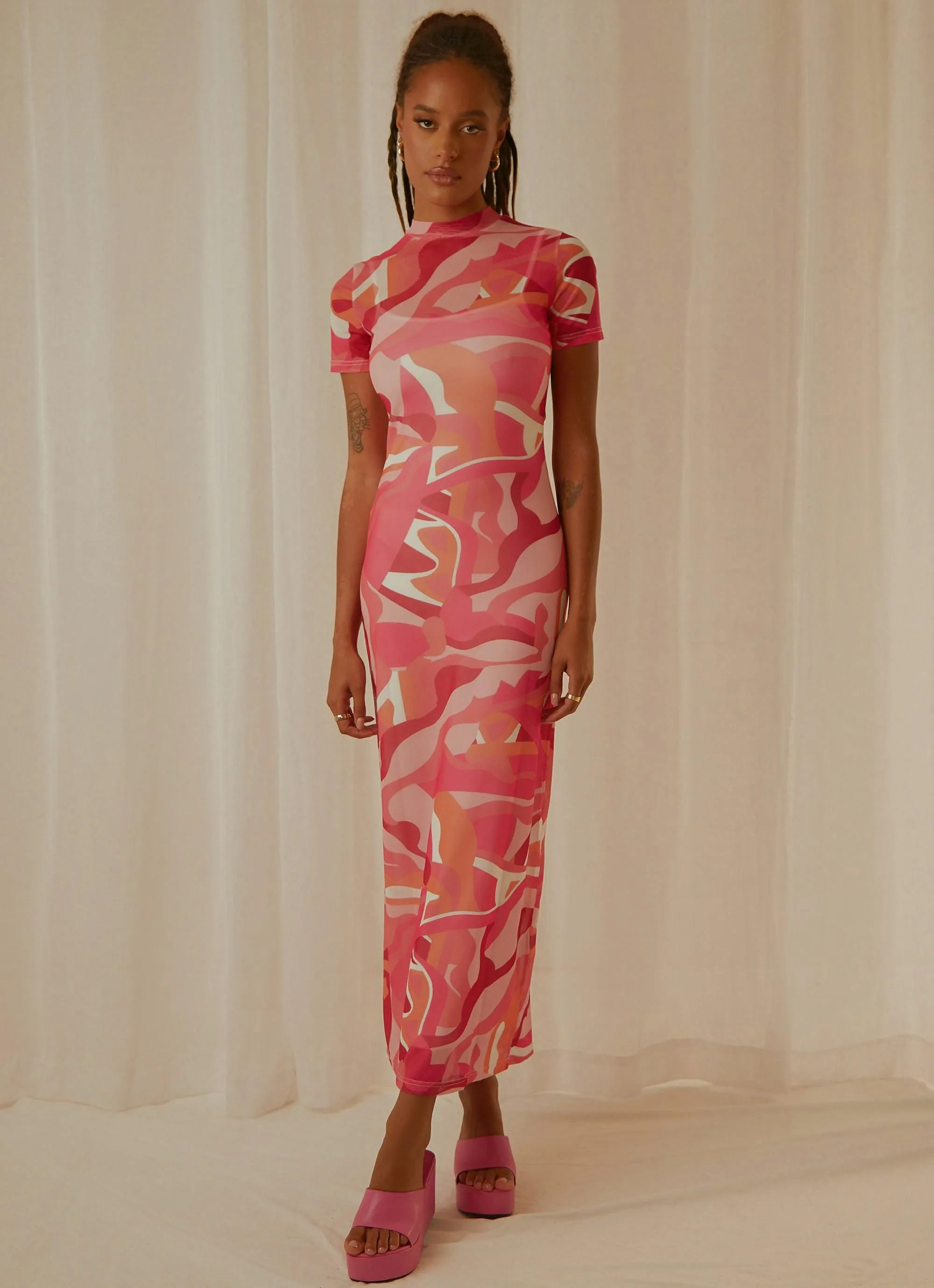 Into the City Mesh Maxi Dress - Candy Wave sold by Peppermayo product image thumbnail 3