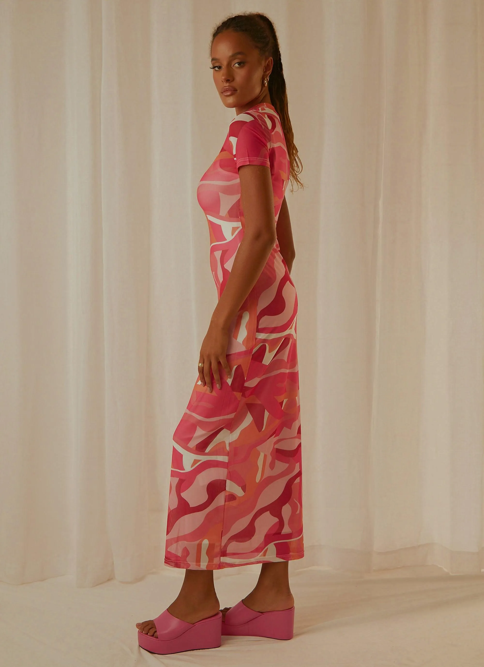 Into the City Mesh Maxi Dress - Candy Wave sold by Peppermayo product image thumbnail 4